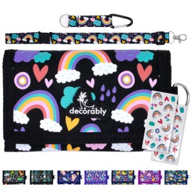 Decorably Trifold Kids Wallet with Lanyard - Girls Wallets for Kids 6-8, Kids Wallets for Girls Wallet for Girls 10-12, Girl Wallets for Kids 6-8, Kids Wallet Girls Wallets for Kids 4-6, Kid Wallet