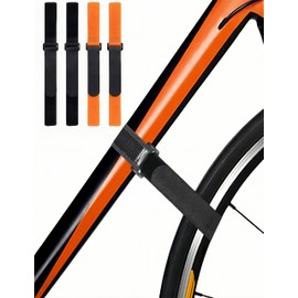 bepisof 4Pack Adjustable Bike Wheel Stabilizer Strap, Reusable Bike Rack Straps Durable Bike Tie Down Straps, Heavy-Duty Bike Strap for Car and Wall Mount/Bike Enthusiasts(Black/Orange)