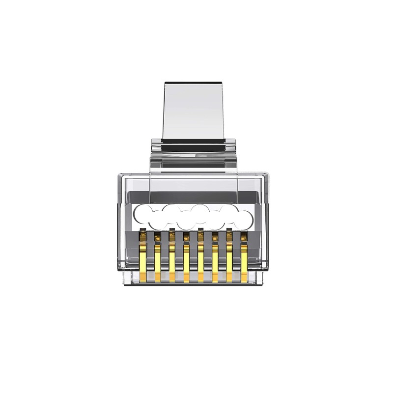 Platinum Connect Cat6 passthrough rj45 connectors, 100 PCS Jar, Gold