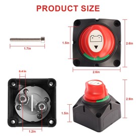 Heavy Duty 12-48V Battery Disconnect Switch - On/Off 2 Positions, 275A Continuous, 455A Intermittent, 1250A Momentary - for Car, Marine, RV, Truck, ATV, UTV