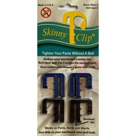 Skinny Clip Waistband Tightener - Replace Belts For Women & Men - Hold Up Your Pants - Waist Cinch Clip - 4 Pack