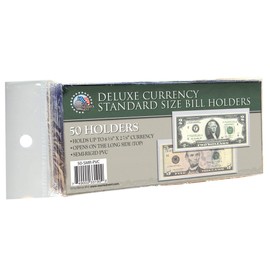 100 Regular Deluxe PVC Currency Sleeve Bill Holders Paper Money SEMI Rigid