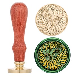 Yoption ​Persian Fern Leaf Wax Seal Stamp, Vintage Brass Head Wooden Hilt Sealing Wax Stamp for Wedding Christmas Party Invitations Envelopes Gift Wrapping