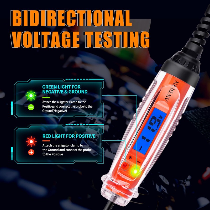 AWBLIN Automotive Test Light 3-72V DC Digital Light Tester with