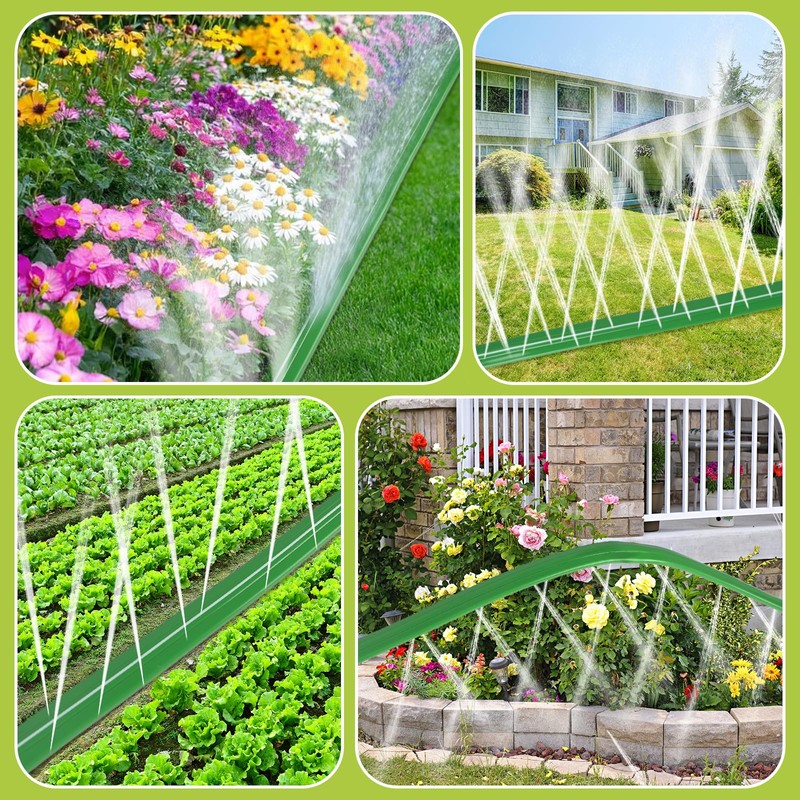 50 Ft Sprinkler Soaker Hose with Holes, Flat Garden Soaker