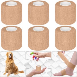 Twavang 6 Pack 2 Inches Self Adhesive Bandage Wrap Breathable Cohesive Bandage Elastic Tape for Pets, Athletic, Sports, Wrist, Knee, Ankle(5 Yards Per Roll, Skin Color)