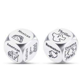 Funny Date Night Dice Set Anniversary Wedding Gifts for Him Her Valentines Engagement Christmas Bride Shower Gifts for Boyfriend Girlfriend Dinner Movie Decider Dice for Couple Foodie Steel Dice Ideas