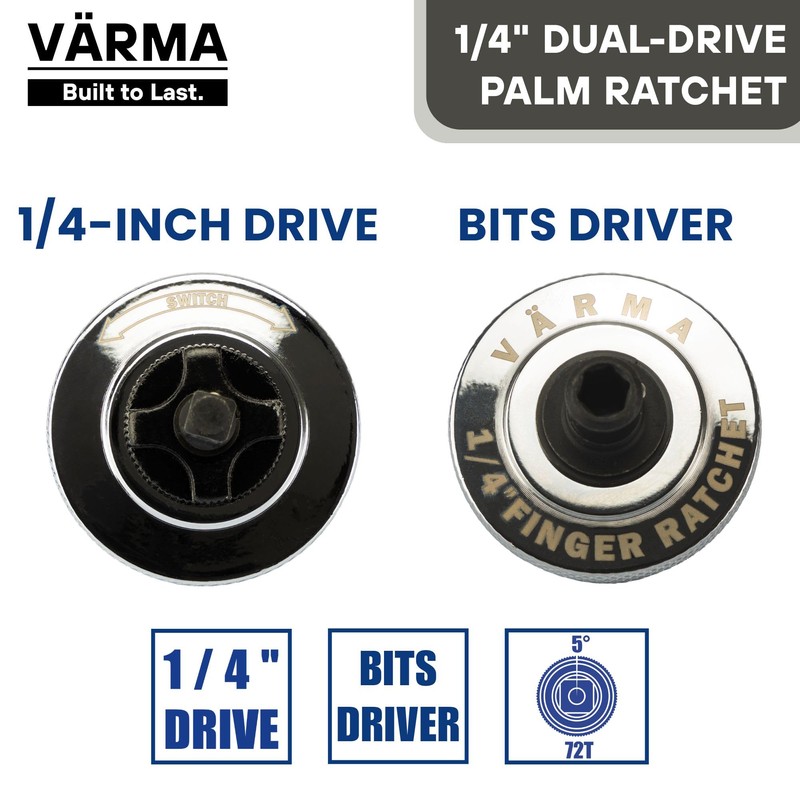 VÄRMA Dual-Drive Palm Ratchet Set (2Pcs) – Compact 1/4" Micro