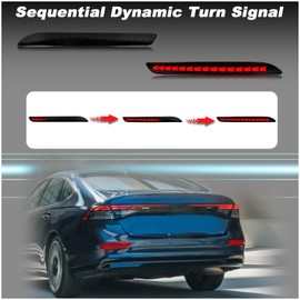 ULTRALTH Smoke LED Rear Bumper Light for 2023-2024 Honda Accord (LX/EX/EX-L/Sport/Touring) - Sequential Turn Signal Replacement w/DRL & Brake Light Function Replacement for Rear Bumper Reflector