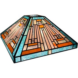 Capulina Tiffany Lamp Shade 12 Inches Wide Accessories Replacement Amber Green Style Stained Glass Lampshade for Torchiere Floor Lamp and Pendant Light