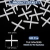 uxcell 600Pcs Tile Spacers, 2.5mm 3/32" Thick Cross Shape Wall