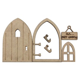 Ieron 2 set of Fairy Door Craft Kit, Wooden Fairy Door, Mini Wooden Fairy Doors for Garden Home Party Decoration