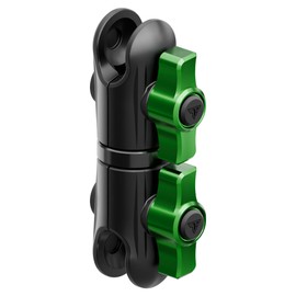 Tackform 3.5" Long Metal 20mm Ball and Socket Arm DuraLock 20 Series | Dual 20mm Sockets with Optional Anti-Theft Knobs | Black with Green Billet Accent Kit