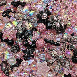 Acrylic Beads Mix(16mm)-Beading making-Bead Assortmens-DIY:_Blk&Pink_150ml
