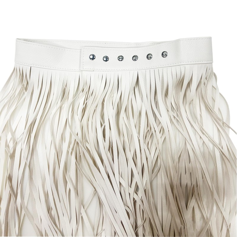 KKmeter Women PU Leather Long Fringe Skirt Waist Belt Girdle