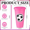 Domensi 12 Pcs Sport Soccer Plastic Cups with Lid and