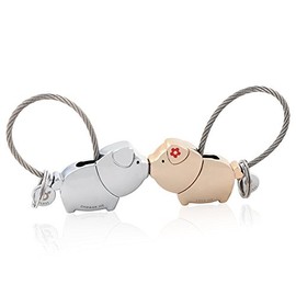 MILESI Magnetic Kiss Pig Couples Keychains Love Key Accessories Pendant Valentine's Gift/Present for Lover(silver-lightgold)