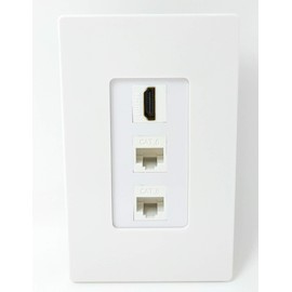 RiteAV - 1 Port HDMI 2 Port Cat6 Ethernet Screwless Decorative Wall Plate - White