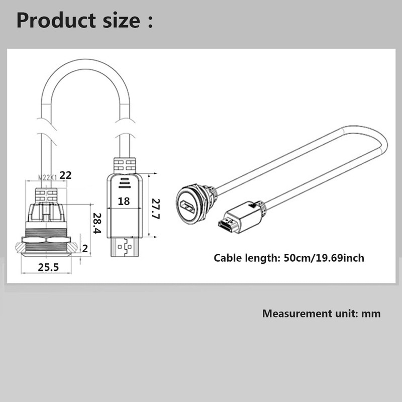 PENGLIN HDMI Panel Mount Extension Cable, HDMI 2.0 Male to