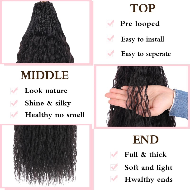 Pre Looped Micro Curly Crochet Hair 18 Inch 8 Packs