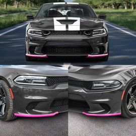 JDMON Front Bumper Lip Splitter Protector Compatible with Dodge Charger SRT Hellcat/SRT 392 / Scat Pack/RT Scat Pack/GT/RT 2015-2021, GT RT Accessories, Pink, 2pcs