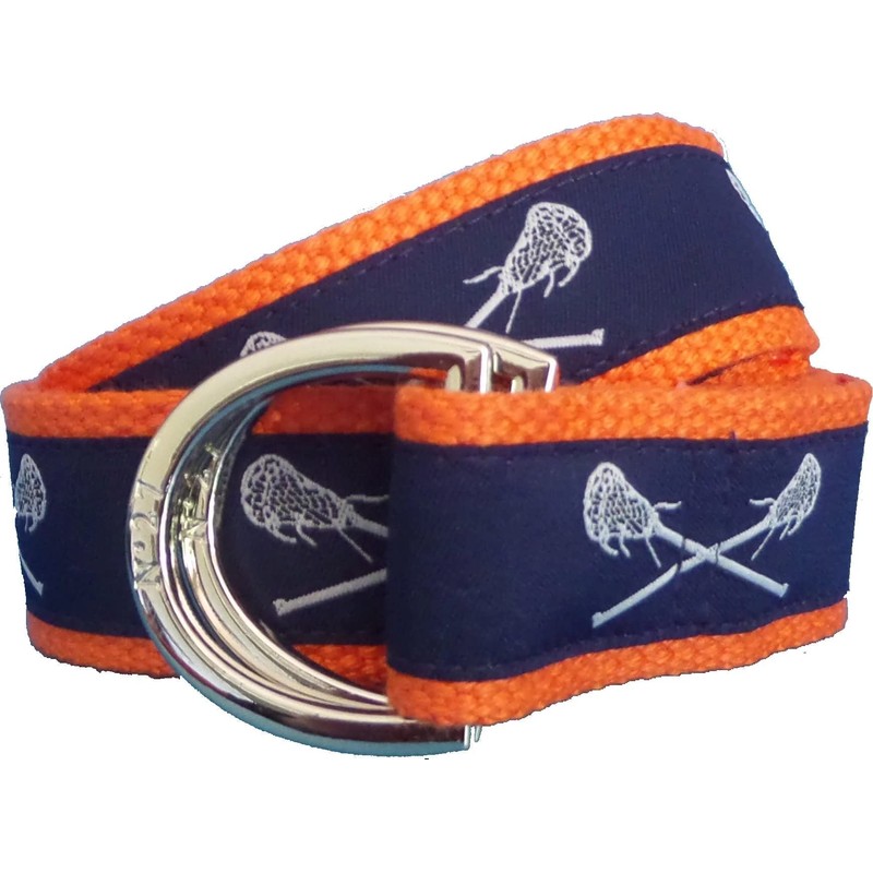 Navy Lacrosse D-Ring Belt Brass D-Ring 38 Orange