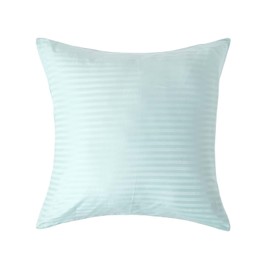 HOMESCAPES Damask Cushion Cover 60 x 60 cm Aqua with Satin Stripes and Zip Closure 100% Egyptian Cotton 330 Thread Count