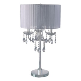 SH Lighting 6733T-WH(U) Crystal Inspired 3-Bulb Table Touch Lamp, 29.5"H, White/Chrome