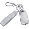 Seedwee for Chevy 5 Button Key Fob Cover, Soft TPU Keys Protector Bling Key Fob Keychain for Equinox Camaro Cruze Malibu Sonic Buick Terrain Smart Key, Silver Clear