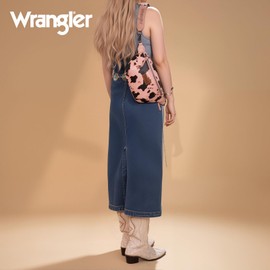 Wrangler Large Fanny Packs for Women Cow Print Belt Bag Crossbody Sling Purse with Adjustable Long Strap