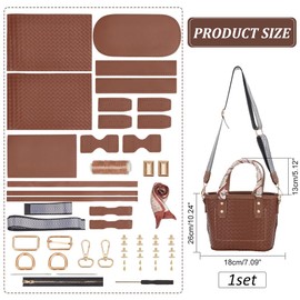 WADORN DIY PU Leather Shoulder Bag Making Kit, DIY Leather Shoulder Tote Bag Making Material Women Handicraft Crossbody Bag Making Tool Kit Handmade Craft Bag Making, Brown