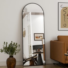 HARRITPURE HARRITPURE 58"x18" Arched Full Length Mirror Free Standing Leaning Mirror Hanging Mounted Mirror Aluminum Frame Modern Simple Home Decor for Living Room Bedroom Cloakroom, Black