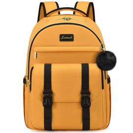 LOVEVOOK Cute Backpack Purse for 14-16, Fit 15.6 Inch Laptop, Large College Travel Bag, Yellow