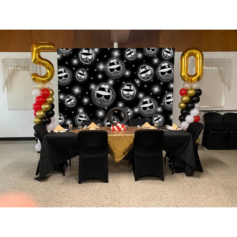 Cholo Theme Backdrop Early 2000s Background 7x5FT Black Glitter Old