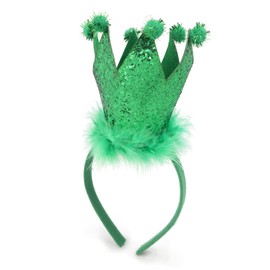 Needzo St Patrick’s Crown Headband, Festive Green Hair Band for Women, Glitter Tiara Accessory, One Size Fits Most