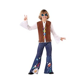 Atosa 60101 Costume Hippie Blue Flower Power, boy, 3-4 Years