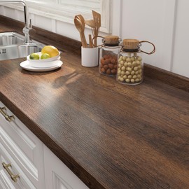 15.8"x240" Brown Wood Countertop Contact Paper Peel and Stick Wood Grain Contact Paper for Cabinets Countertops Waterproof Self Adhesive Wood Wallpaper for Table Walls Counter Top Vinyl Wrap