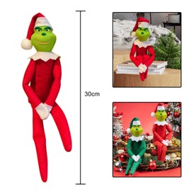 RmKbe Merry Christmas Stuffed Doll Grinch Doll Christmas Stuffed Plush Toy Christmas Tree Dolls Christmas Elf Ornament for Boys and Girls (Red)