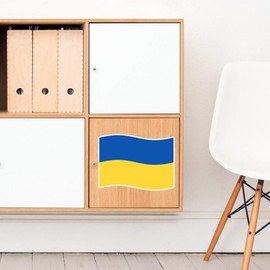 Large 210mm 'Waving Ukrainian Flag' Permanent Sticker Decal for Cars/Windows/Bins/Walls etc (DW00104746)