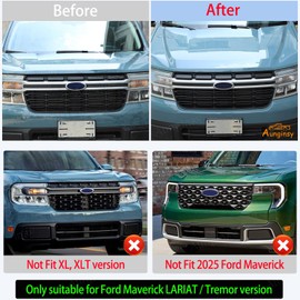 Aunginsy Car Front Bumper Grille Cover Trim Compatible with Ford Maverick Lariat 2022-2024 Front Grille Inserts Clip-in Grille Guard Car Air Inlet Vent Grille Decorative Cover ABS Exterior Accessories