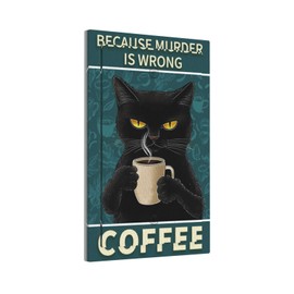 CZRPKEN Decorative Light Switch Cover Plate Retro Funny Cat Coffee Vintage Kitchen 1 Gang No Device Outlet Covers Because Murder Is Wrong Single Blank Wallplate Faceplate Coffee Bar Coffee Nook