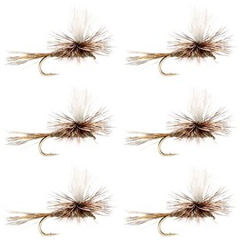 The Fly Fishing Place Calf Tail Parachute Adams Classic Trout Dry Fly Fishing Flies - Set of 6 Flies Size 18