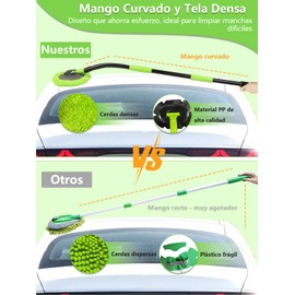 Curved Car Wash Brush Mop 47" with Long Handle Sturdy Metal Pole 3 Grip Points Washing Wand Auto Cleaning Tool Kit Scratch-Free Chenille Microfiber Soft Duster for Cars RV SUV Truck Caravan Van Window