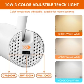 AIBISOD LED Track Lighting Heads H Type Track Light heads Dimmable 10W Flexible Track Lights Bright Track Lighting Fixtures Ceiling 3000K 4000K 5000K Adjustable Track Lighting for Kitchen 4 Pack White