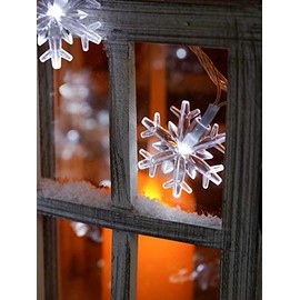 LIHAO Snowflake String Light 10m/32.8ft LED Fairy Snow Flake Light with 80 Snowflake for Indoor Outdoor Christmas Wedding Party Decoration - Cool White