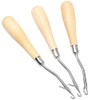 Onwon 3 Pcs Wooden Bent Latch Hook Tool Crochet Needle