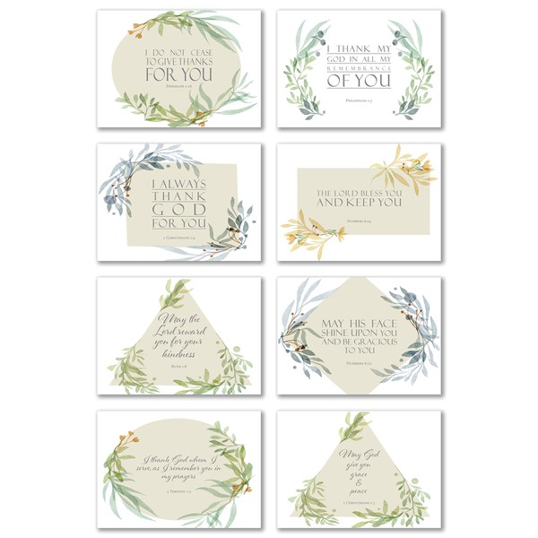 Thank You Inspirational Bible Verse Note Cards with Envelopes - Pack of 48