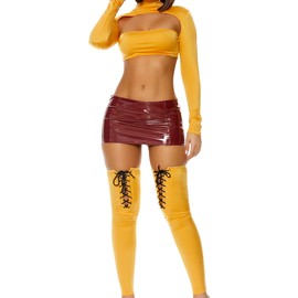 Forplay Women's That Solves That Cartoon Character Costume, Mustard, M/L