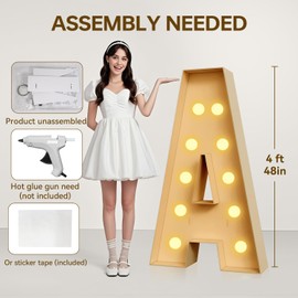 Upgraded 4FT Marquee Light Up Letters H, Large Light Up Letters for Baby Shower Anniversary, Pre-cut Foam Board Set for Birthdays Party Decor Wedding Decoration