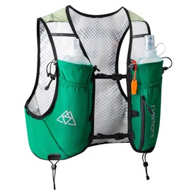 Haimont Running Hydration Pack Backpack with Double Water Bottles, 8L Light Trail Vest Bags with Trekking Points for Runner, Men, Women, L, Green